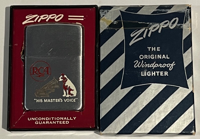 Vintage 1951-1952 D.S. Zippo "RCA His Master's Voice" with Blue & Silver Box