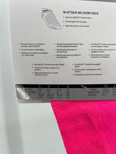 Calcetines multideporte Pearl Izumi para mujer Attack No Show talla M rosa gritando secado rápido - Imagen 5 de 6