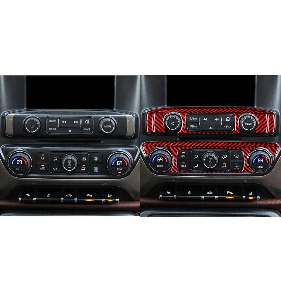 Отделка крышки центральной консоли для Silverado/GMC Sierra 1500 винил красное углеродное волокно - Изображение 4 из 4