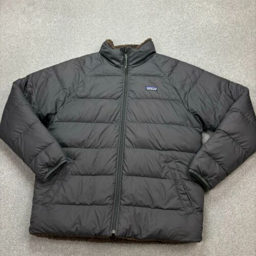 Patagonia Jacket Adult Large Black Reversible Silent Down Fleece Lined Coat Men - Picture 2 of 18