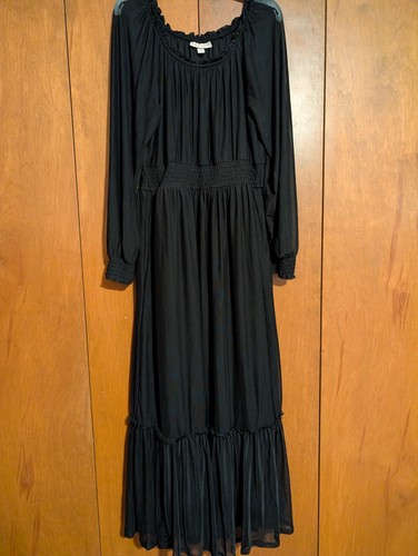 Maxi Black Dress Knox Rose Mesh Lined Ruffle Small - 第 1/5 張圖片