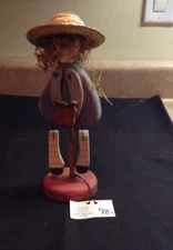 Handmade Wood Craft Country Girl figurine from West Virginia Farm NOS w/orig tag