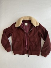 Sandro Men s Burgundy Wool LS Lined Detachabl...