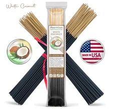 WHITE COCONUT Incense Sticks 11" Bulk Pack Wholesale Hand Dipped Lot