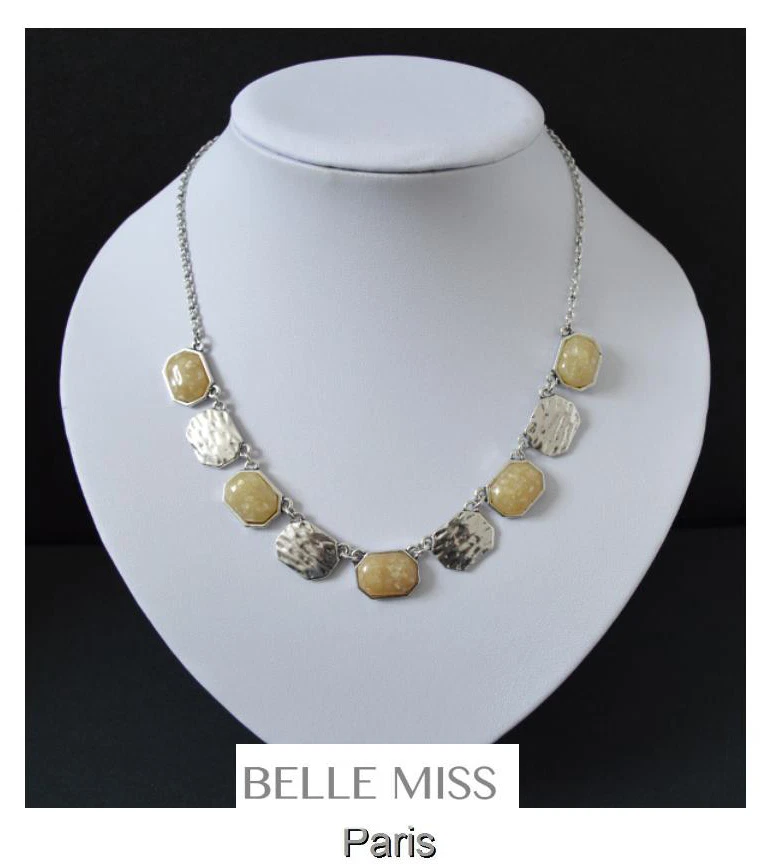 Necklace Statement Chain Belle Miss Paris Necklace Silver Plated Pearl