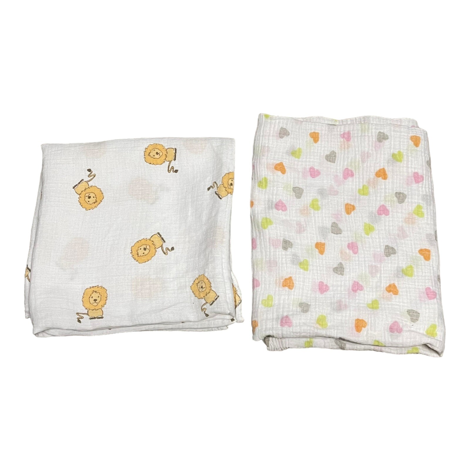 Muslin Cotton Baby Swaddle Blankets Set of 2 Lion Heart Print Gift-image