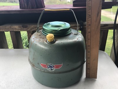Vtg Olympic Thermic Jug , Shabby Decorative , Green Rough Weathered