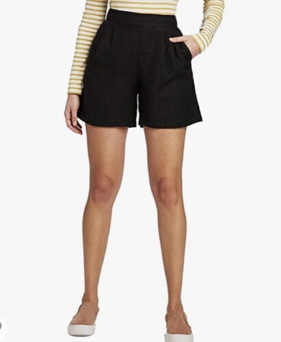A New Day Womens Linen Blend Pull-On Shorts Size XXL Mid-Rise Black - Afbeelding 6 van 6