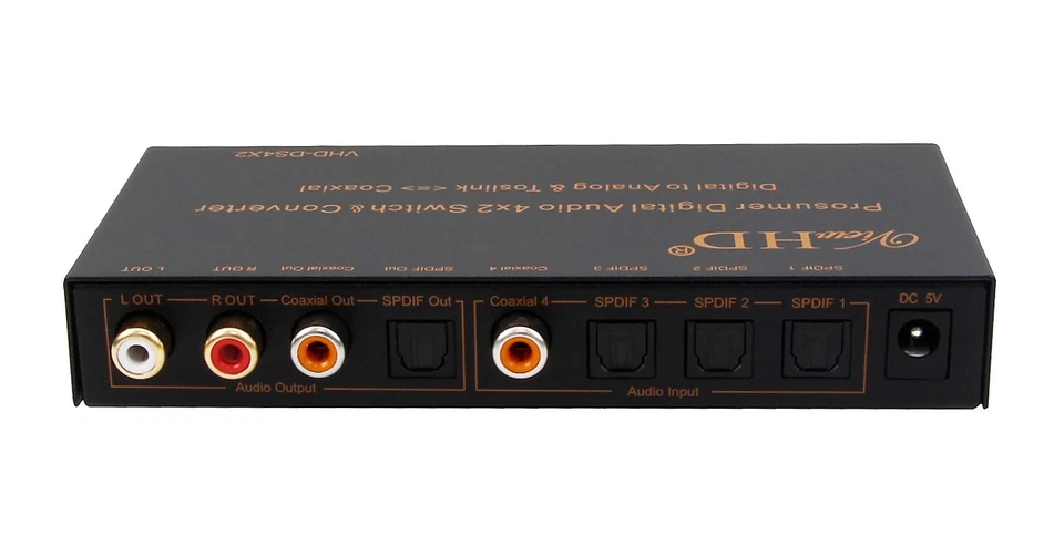 Toslink Optical Coaxial 4x2 Switch Digital to Analog audio Converter VHD-DS4X2 - Image 3 of 4