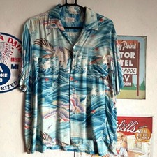 Used PENNEY'S Aloha Shirt Size L 50s Vintage Made in Japan Japanese Pattern