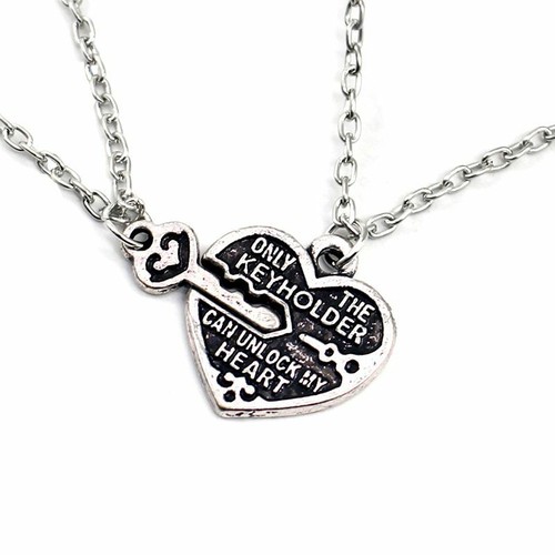2pcs Hear Key Pendant Necklace Couples 
