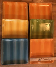 Sunset Beach Noble Excellence Set Of 6 Square 10 3/4” Dinner Plates Ocean Tropic