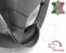 FOR LINCOLN NAUTILUS 19-19 BLACK PERF LEATHER STEERING WHEEL COVER LIGHT GREY ST