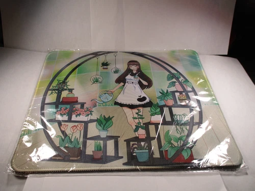 Anime Woman With House Plants Mouse Pad 10” x 12” Computer Mousepad