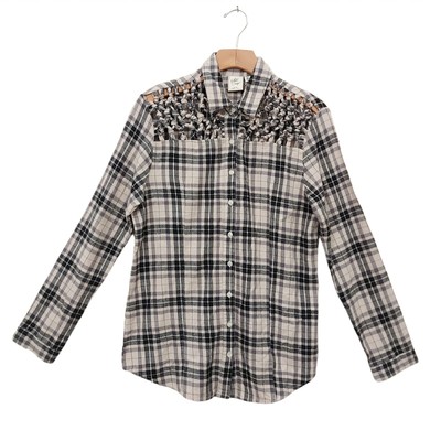 White Crow Beige Flannel Plaid Shirt 