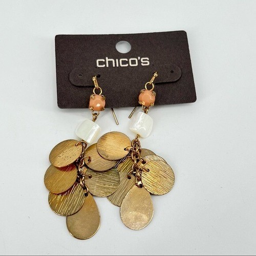 Nwt Chico's gold chandelier coin style earrings jingle sound