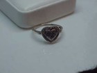 Sterling Blue Diamond .30ct Heart Ring Ornate Sz 7 1.9Grams Vintg ABG4133OY — photo 7