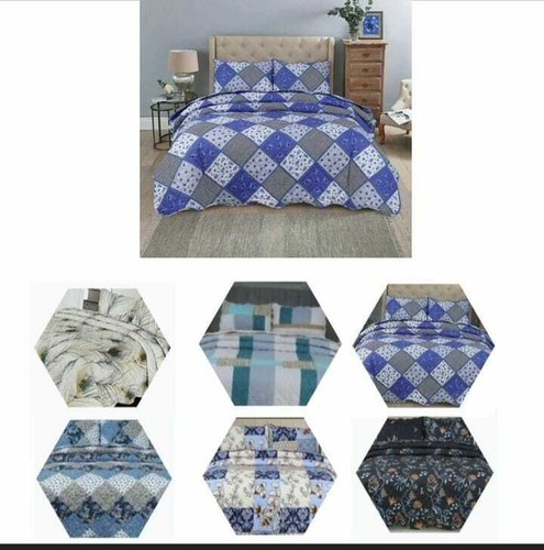 Amazing Quilt Patchwork Vintage Reversible Bedspread 3 Piece Bed Comfort Set - Picture 28 of 36