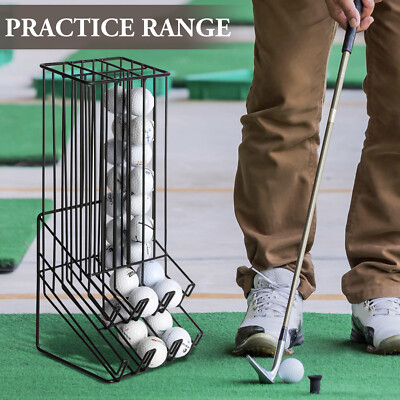 60 Capacity Golf Ball Basket Holder - Matte Black Metal Wire Golf