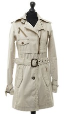 Khujo Atlanta Womens Trench Short Coat S Beige Plain Half Belted Single Breasted