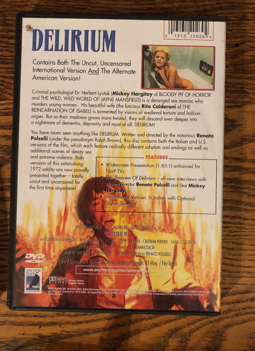 【DVD】デリリウム('72伊) Delirium (1972) [1 Disc DVD] Blue Underground Studio