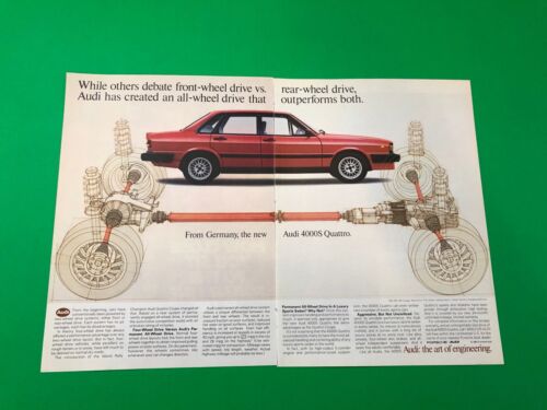 1984 1985 AUDI 4000 S QUATTRO  VINTAGE ORIGINAL PRINT AD ADVERTISEMENT - Foto 1 di 1