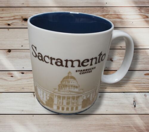 2009 Starbucks Sacramento Global City Icon Mug Collector Series Blue Coffee 16oz - Picture 1 of 6