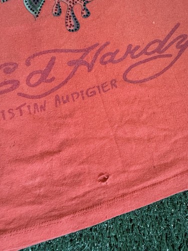 Vintage Y2k Ed Hardy Shirt Love Life Tee Rose Tiger Christian Audigier XL Rare - Picture 8 of 9