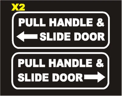 PULL HANDLE SLIDE DOOR TAXI VAN MINI BUS CAR STICKER WINDOW WHITE ALL COLOURS X2