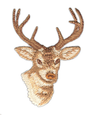 Hirsch-Bügelbild / Aufnäher – Ca. 5,4 X 7,2 Cm, Gestickt, Für Tracht & Jagdmode