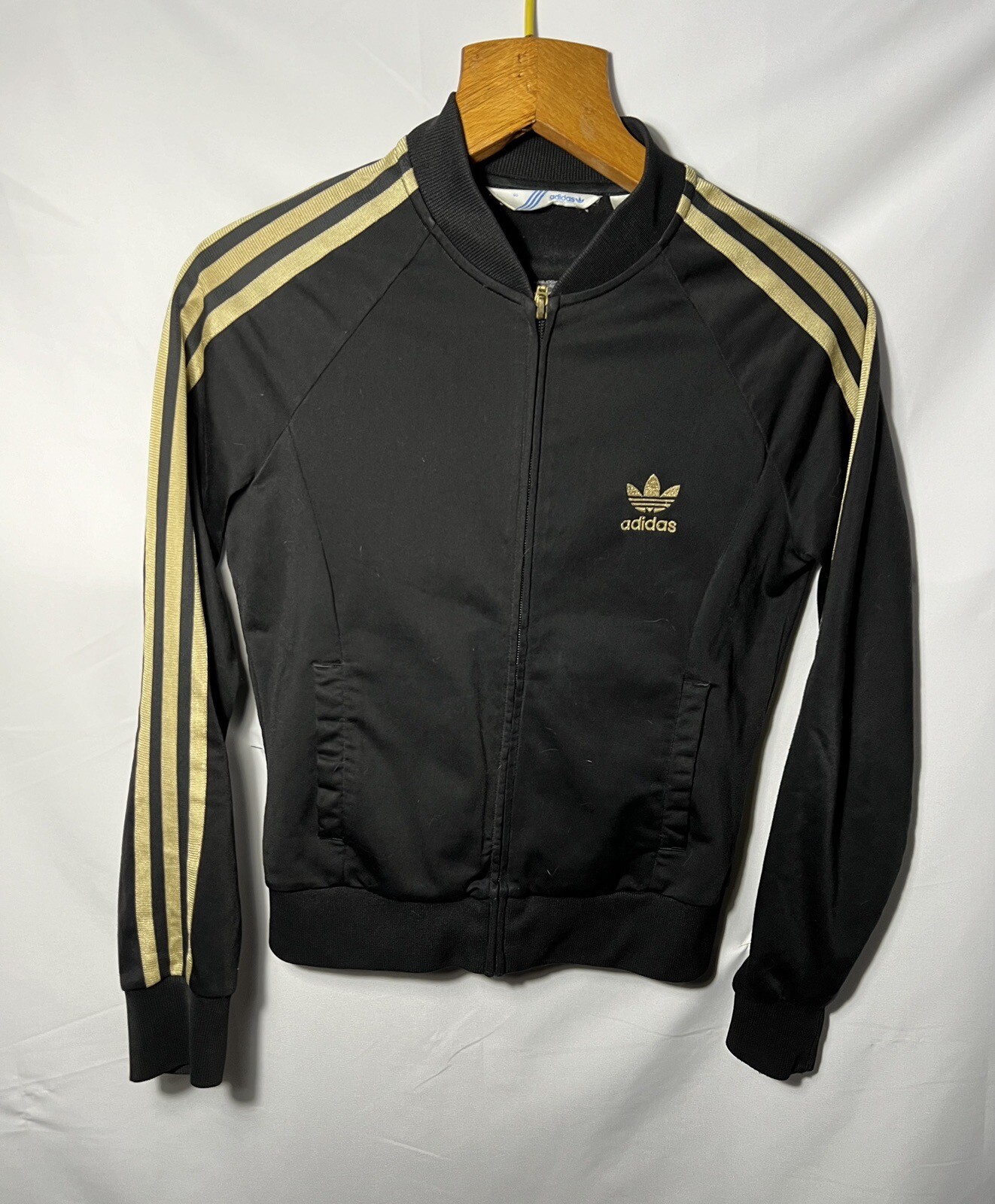 Adidas Sudadera Retro Negro Oro Talla Sportiva Mujer Mujeres Chaqueta Sudadera