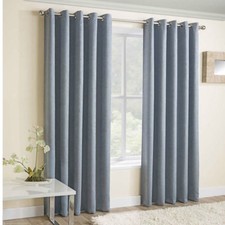 VOGUE THERMAL BLOCKOUT LINED CURTAINS EYELET RING TOP PLAIN TEXTURED READY MADE