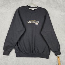 Vintage Pittsburgh Steelers Sweatshirt Mens XL Black NFL Football Logo Y2k