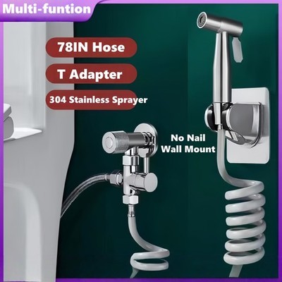 Bidet Brause Set Schlauch + Halter Dusche Edelstahl Hand WC Duschkopf Hygiene Po