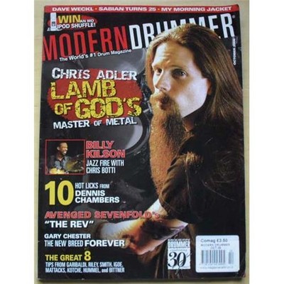 LAMB OF GOD MODERN DRUMMER MAGAZINE OCT 2006 LAMB OF GOD COVER WITH FEATURE INSI