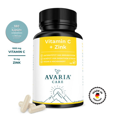 Vitamin C 1000 mg mit Zink 15 mg Kapseln gepuffert - 3 Monate - Laborgeprüft