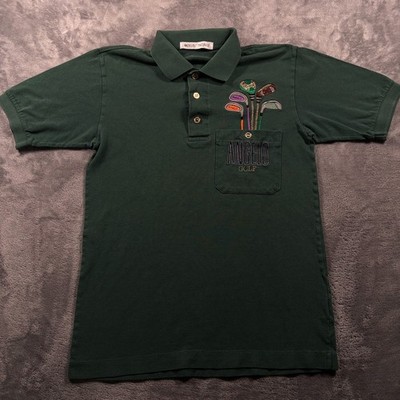 Angelo Taccar 9 Polo Shirt Men Medium Green Embroidered Golf Tennis Short Sleeve