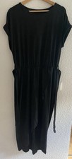 Damen Wickelkleid Midi 44 Schwarz Kurzarm Run...
