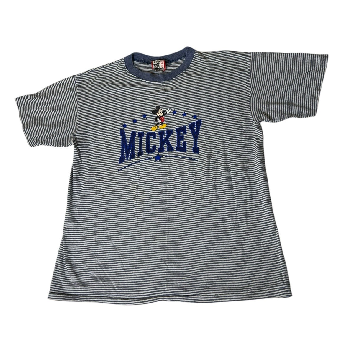 Vintage 80s Mickey Mouse Ringer Tee Blue Disney Single Stitch S/M
