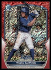 2023 Bowman Chrome #BCP-179 Miguel Tamares Prospects Red Shimmer Refractor #/10