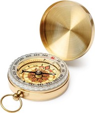 Gold Metal Pocket Compass, Compact, Ideal for Hiking, Camping, Outdoor Activi...