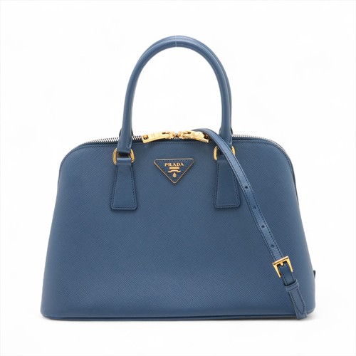 Prada Saffiano Lux Leather 2 Way Handbag Blue BL0837