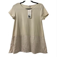 KLEEN Mix Fabric Swing Top Small Beige Lagenlook Bohemian Coastal Minimalist