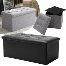 Folding Ottoman Storage Box Pouffe Seat Stool Home Chair Foot stool