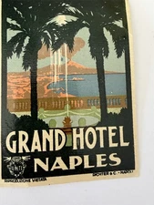 1940s Italian Vintage Travel Label Grand Hotel Naples (Napoli) RARE *****