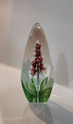 Red Orchid Mats Jonasson クリスタル Art Glass 【公式通販】