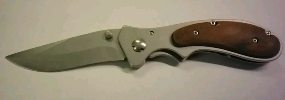 Navaja de bolsillo plegable/bloqueante Sheffield con mango de madera Foto 3 de 4