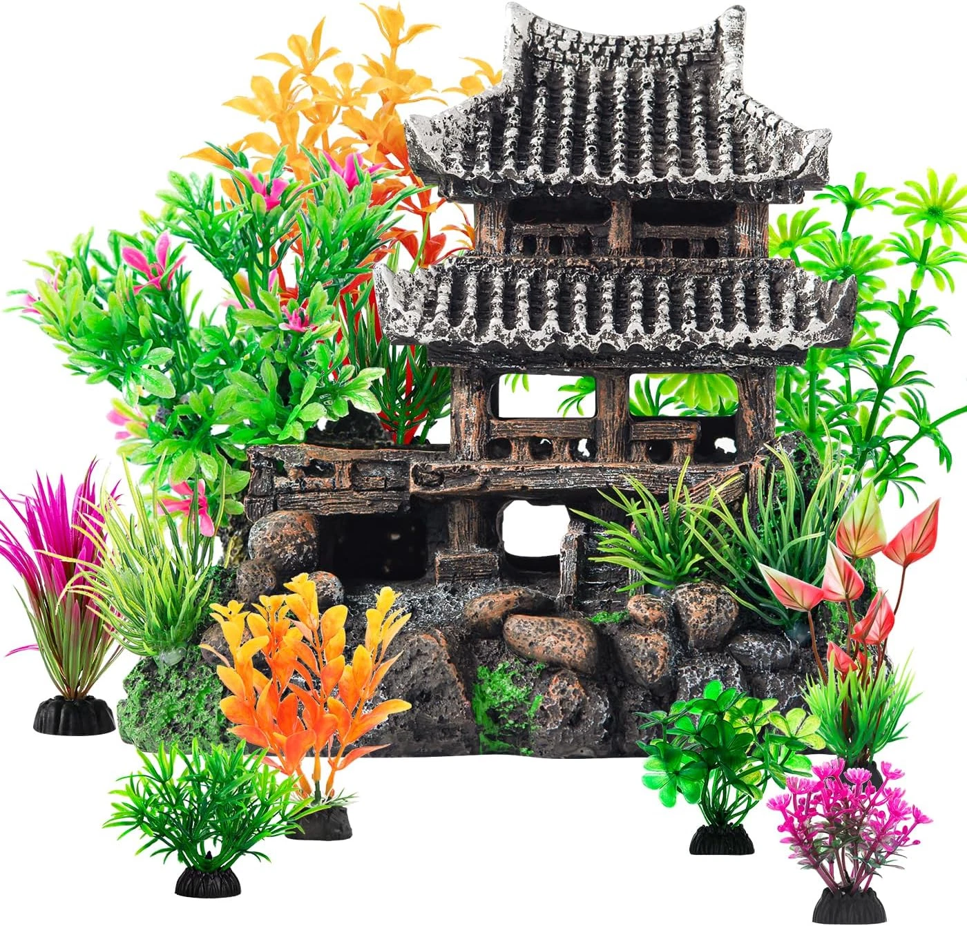 9Pcs Resin Castle Decorations Set，Realistic Fish Tank Castle with Eco-Friendly D
Opens in a new wind