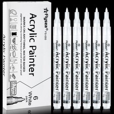 Reaeonat White Paint Pens, 6 Pack 0.7mm Fine Point Acrylic Permanent Marker Pen
