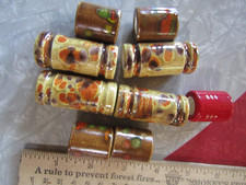 LOT Of 9 Vintage CERAMIC CYLINDRICAL Macrame BEADS - 1970's